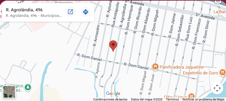 Mapa do local de atendimento de Michelle na Rua Agrolândia, 496, Vila Real, Balneário Camboriú